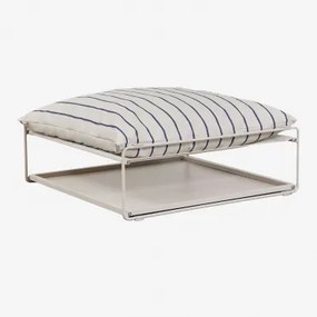 Amaro Opvouwbare Tuinpoef Tot Bijzettafel Tapioca Beige - Marine Blauw - Sklum