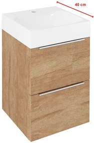 Sapho Emona Compact wastafelmeubel 55cm eiken met witte wastafel