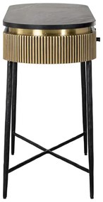 Richmond Interiors Ironville Ovale Sidetable Goud Met Ribbels - 100 X 40cm.