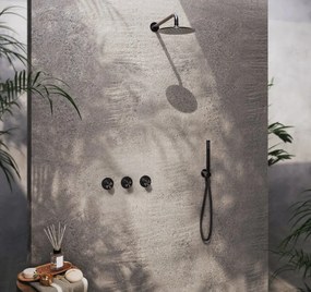 Hotbath Archie inbouw regendouche met 3 standen handdouche, 30cm hoofddouche en plafondarm 30cm gunmetal geborsteld PVD