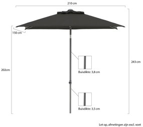 Shadowline Push-up parasol 210x150cm