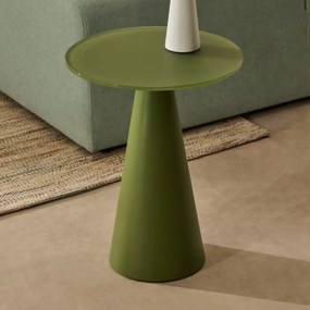 Kave Home Wilshire Ronde Bijzettafel Mat Glas Groen 35 Cm - 35 X 35cm.