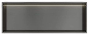 Hotbath &More inbouwnis met verlichting 30x80x10cm geborsteld gunmetal PVD