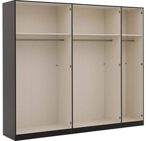 Goossens Kledingkast Easy Storage Ddk, Kledingkast 253 cm breed, 220 cm hoog, 4x glas draaideur en 1x spiegel draaideur midden