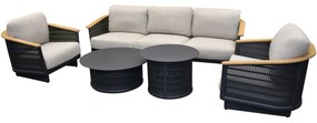 Lattice stoel bank loungeset 5 delig aluminium antraciet