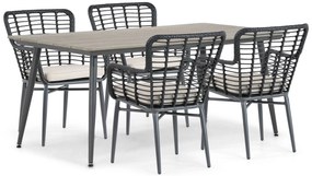Tuinset 4 personen 180 cm Aluminium Zwart De Laan Projects