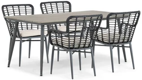 Tuinset 4 personen 180 cm Aluminium Zwart De Laan Projects