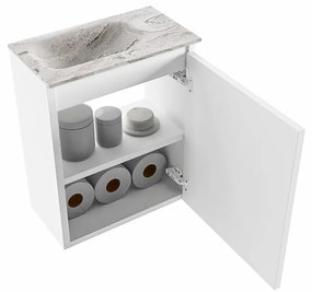 Mondiaz Ture DLux toiletmeubel 40cm talc met wastafel glace links met kraangat