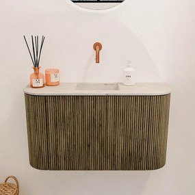 Mondiaz Joya DLux 75cm toiletmeubel ronding links/rechts dusk met wastafel faye midden zonder kraangat frappe