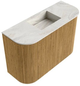 Mondiaz Joya DLux 65cm toiletmeubel ronding links/rechts oak met wastafel faye midden zonder kraangat ostra