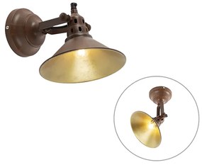 Industriële wandlamp roest met goud - Rust Industriele / Industrie / Industrial, Klassiek / Antiek, Landelijk / Rustiek E14 bol / globe / rond rond Binnenverlichting Lamp