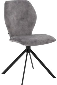 Goossens Eetkamerstoel Hera grijs velvet stof leuning, modern design