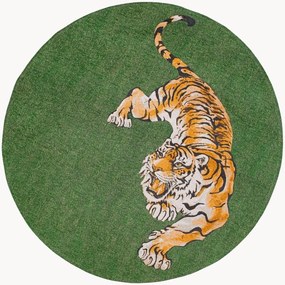 Rond jacquard in- & outdoor vloerkleed Tiger, wasbaar