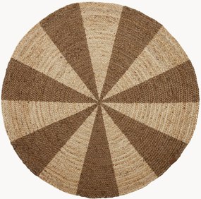 Rond handgeweven juten vloerkleed Twinkle