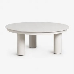 Ronde Tuintafel Ø80 Cm In Gesinterde Steen En Aluminium Umeko Wit - Sklum