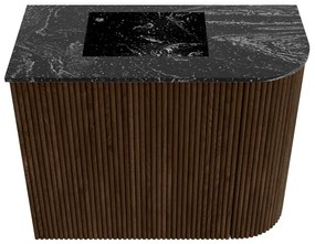 Mondiaz Joya DLux 50cm toiletmeubel ronding rechts walnut met wastafel faye links zonder kraangat lava