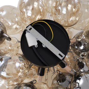 Design plafondlamp zwart met amber en smoke glas 6-lichts - Uvas