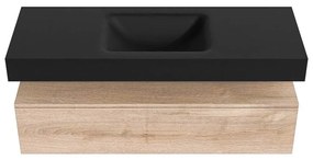 Zaro Alan badmeubel 130cm washed oak 1 lade met vrijhangende wastafel cloud midden 1 kraangat urban