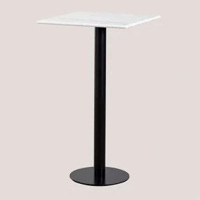 Vierkante Hoge Barkruktafel 60x60 Cm In Rocher Marmer Wit Marmer Guangxi & Zwart - Sklum