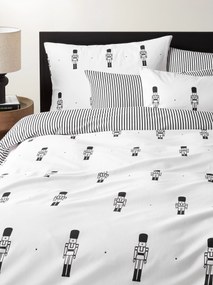 Dubbelzijdig flanellen dekbedovertrek Noan met notenkrakermotief