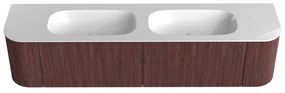 Mondiaz Kurve 190cm badmeubel ronding links/rechts ruby met 2 lades en deuren en wastafel big small dubbel zonder kraangat