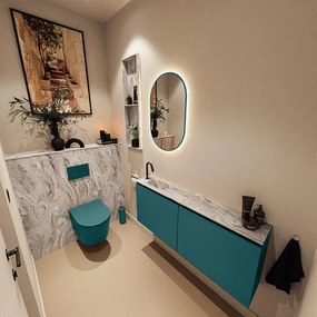 MONDIAZ TURE-DLUX 120cm toiletmeubel Smag. EDEN wastafel Glace positie links. Met 1 kraangat. TUREDX120SMAL1GLA