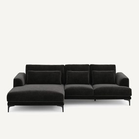 XL hoekbank links in chenille fluweel, MARSILE