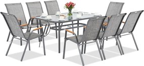 Garden Point metalen tuinset Modena/Bitonto grijs voor 8 personen