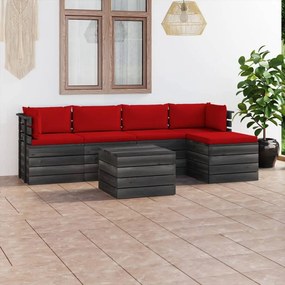 vidaXL 6-delige Loungeset met kussens pallet massief grenenhout