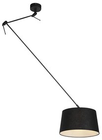 Hanglamp zwart met linnen kap zwart 35 cm - Blitz Modern E27 cilinder / rond rond Binnenverlichting Lamp