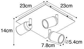 Moderne badkamer Spot / Opbouwspot / Plafondspot zwart vierkant 3-lichts IP44 - Ducha Modern GU10 IP44 Lamp