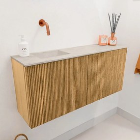 Mondiaz Joya DLux 90cm toiletmeubel oak met wastafel faye links zonder kraangat ostra