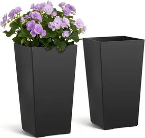 VEVOR Bloempot 300x300x550 mm 2-delige set, bloempot, plantenbak, PP plantenbak met binnenpot en drainagegaten, geschikt voor kamer- en tuinplanten, zwart