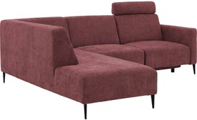 Goossens Hoekbank Tiolo Met Relaxfunctie En Hoofdsteun rood, stof, 3-zits, modern design met ligelement links