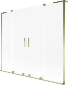 Mexen Velar L Duo badwand scherm 2-delig verschuifbaar 200 x 150 cm, mat, goud - 896-200-003-32-50