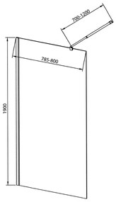 Aqualine Pilot inloopdouche opaalglas 80x190cm chroom
