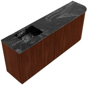 Mondiaz Joya DLux 100cm toiletmeubel ronding rechts ruby met wastafel faye links zonder kraangat lava