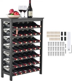 VEVOR wijnrek voor 42 flessen, stevig flessenrek, 7-laags opbergrek van massief bamboehout, vrijstaand wijnrek, wiebelvrije planken voor keuken, bar en kelder (zwart)