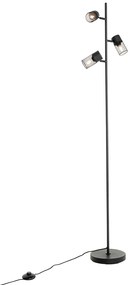 Industriële vloerlamp zwart 3-lichts - Jim