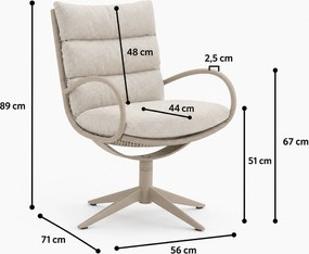 Tuinset 6 personen 220 cm Wicker Taupe Apple Bee Camp