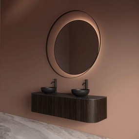 Gliss Design Kosmos spiegel rond met cirkel 120cm mat zwart met handsensor