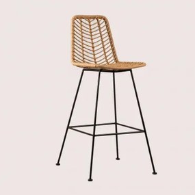 Hoge Kruk In Synthetisch Rotan Natuurlijke Gouda Natuurlijk & ↑75 Cm & Zwart & Geen Kussen - Sklum