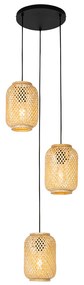 Oosterse hanglamp bamboe 3-lichts - YvonneOosters E27 rond Binnenverlichting Lamp