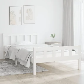 vidaXL Bedframe massief hout wit 100x200 cm
