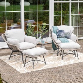 Garden Impressions Selene loungestoelen taupe - Mati bijzettafel Ø50x48 cm