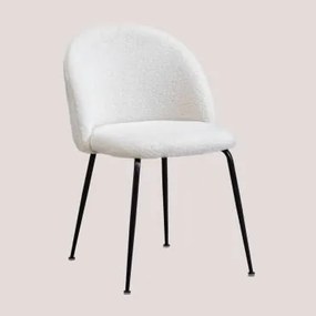 Set Van 4 Eetkamerstoelen In Schapenvacht Kana Design White & Zwart - Sklum
