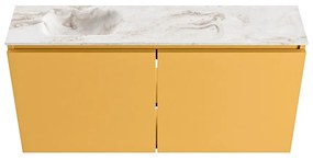 Mondiaz Ture DLux toiletmeubel 100cm ocher met wastafel frappe links met kraangat