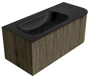 Mondiaz Kurve 105cm badmeubel ronding rechts shadow met 1 lade en deur en wastafel big small links zonder kraangat urban