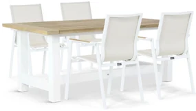 Tuinset 4 personen 200 cm Aluminium/textileen Wit Lifestyle Garden Furniture Fiora/Los