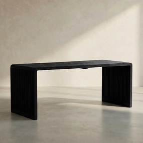 Salontafel Zwarte Latjes Teak - 96 X 40cm.